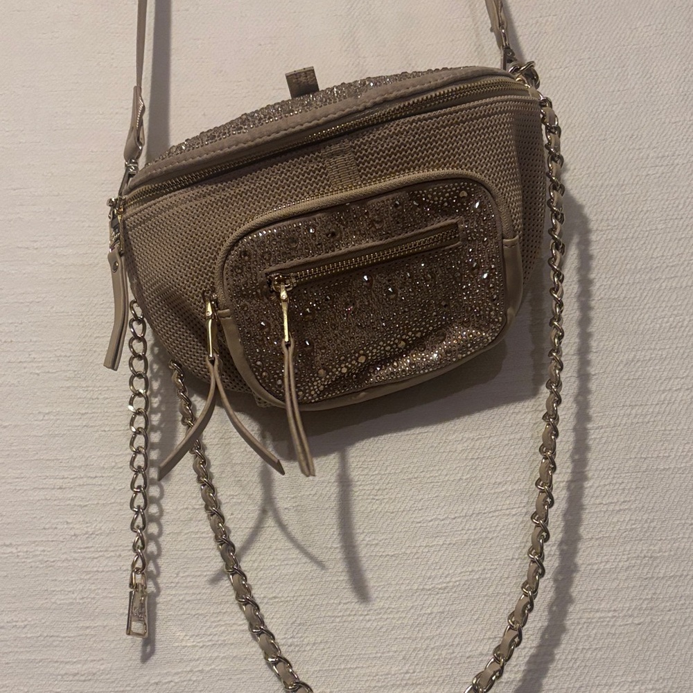 Steve Madden Tan Crossbody Bag with Chain Accent